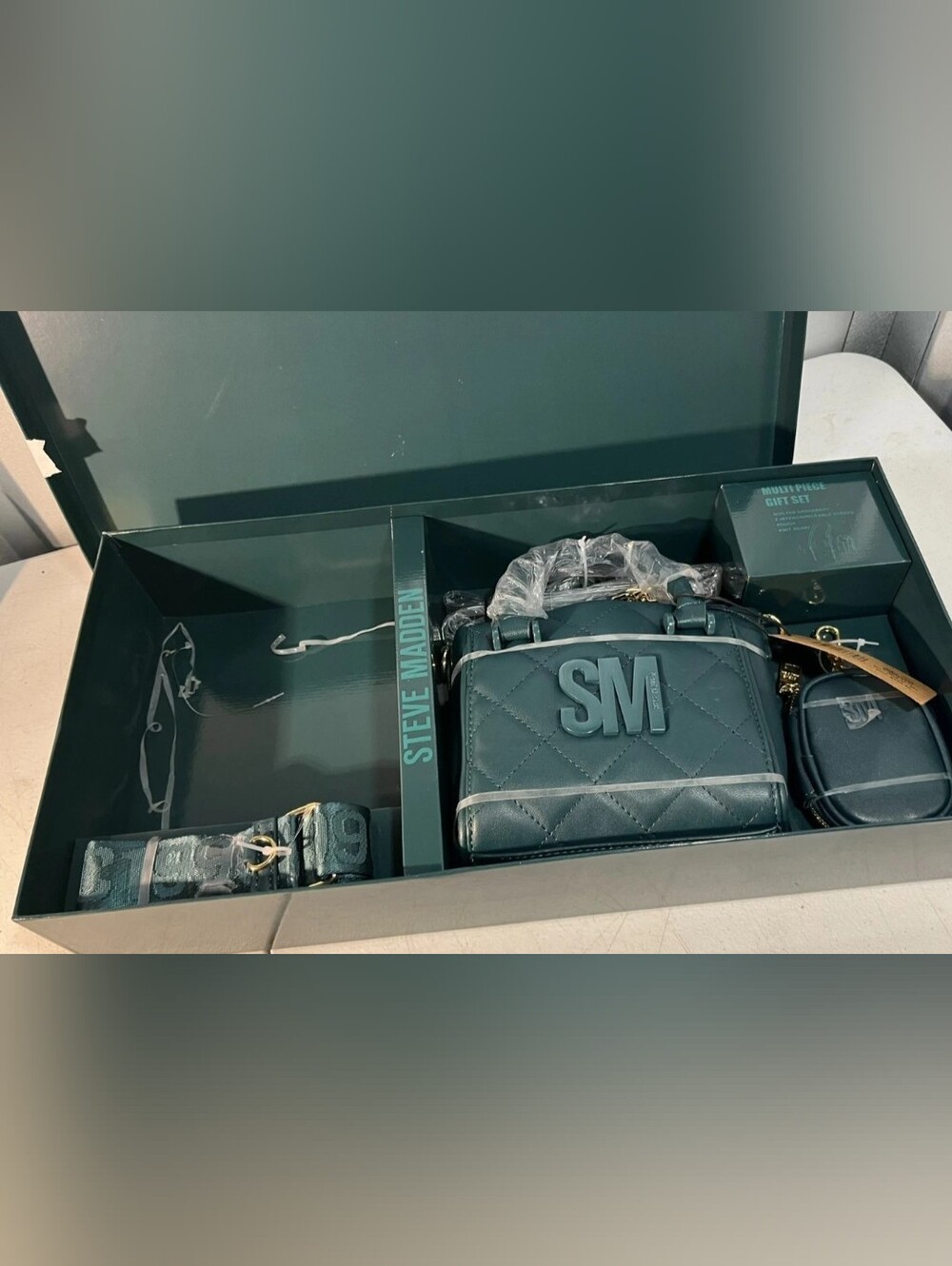 Steve Madden Quilted SM Logo Crossbody Gift Set